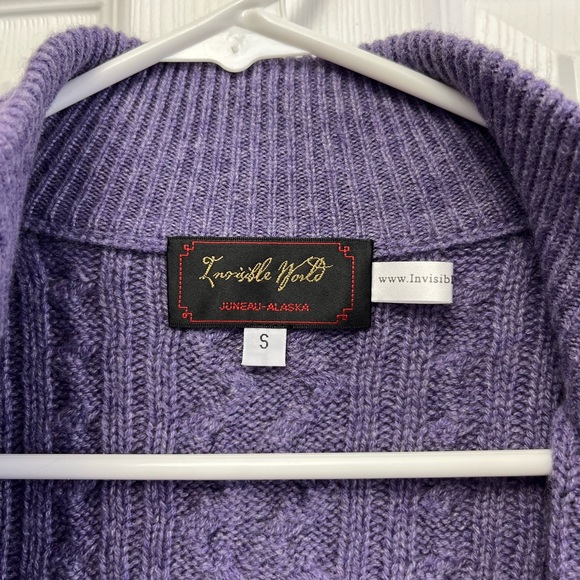 Invisible World Alpaca 100 % Cashmere Purple Cable Knit Women's Sweater - Picture 4 of 7
